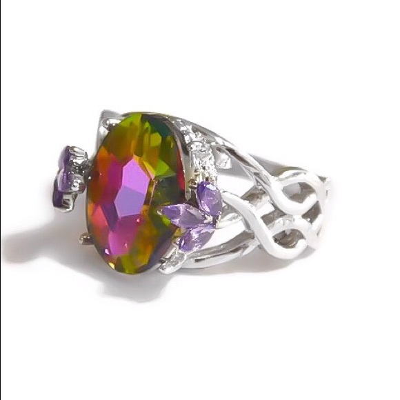 Mystic Topaz & Amethyst Statement Ring - Picture 2 of 4
